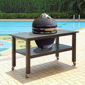 Duluth Forge 21 Inch Ceramic Charcoal Kamado Grill With Table - Antique Grey - DK-21T-AG